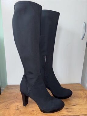 Donald j pliner echoe platform Women's Black Knee-High Heeled Boots 7M